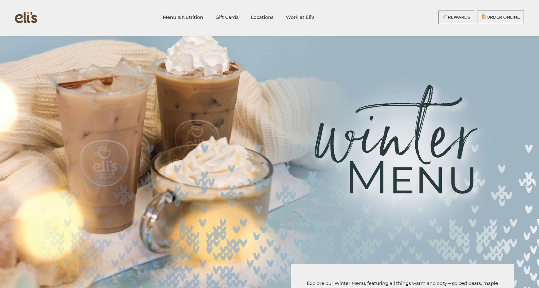 Eli's Coffee website home page